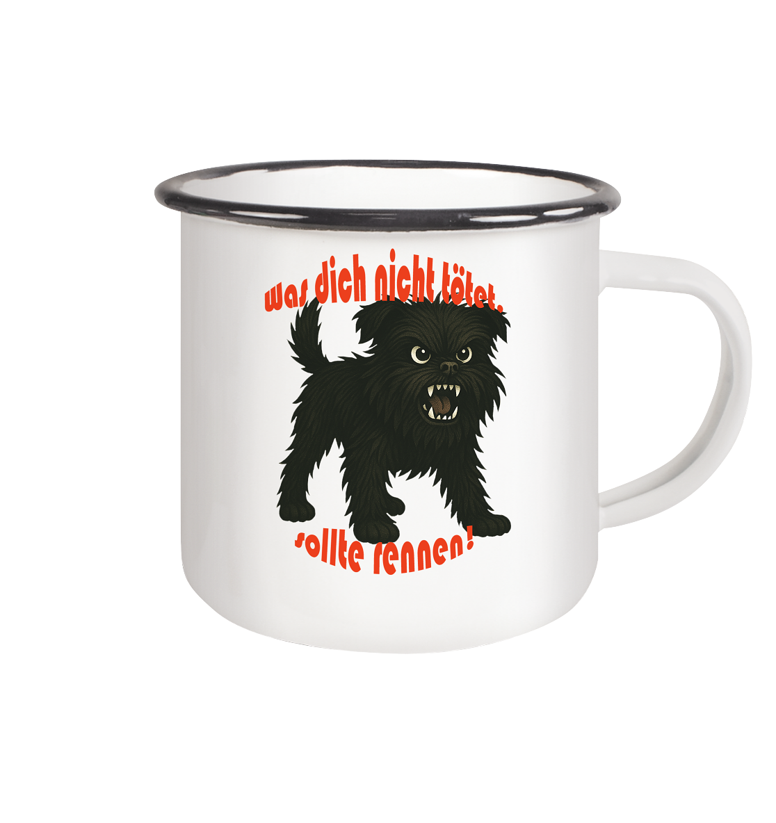 Tasse, zweifarbig Affenpinscher "Was dich nicht tötet" - Emaille Tasse (Black)
