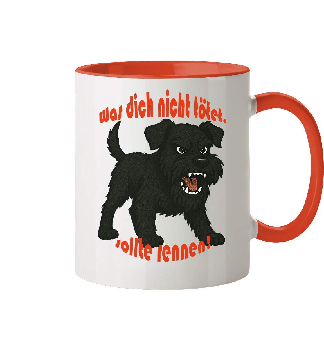 Tasse, zweifarbig Zwergschnauzer Schwarz "Was dich nicht tötet" - Tasse zweifarbig