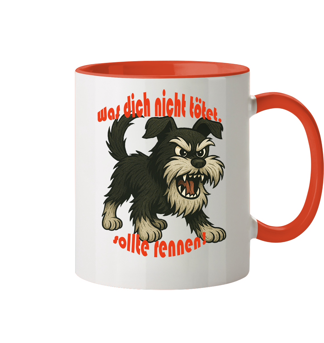Tasse, zweifarbig Zwergschnauzer Schwarzsilber "Was dich nicht tötet" - Tasse zweifarbig