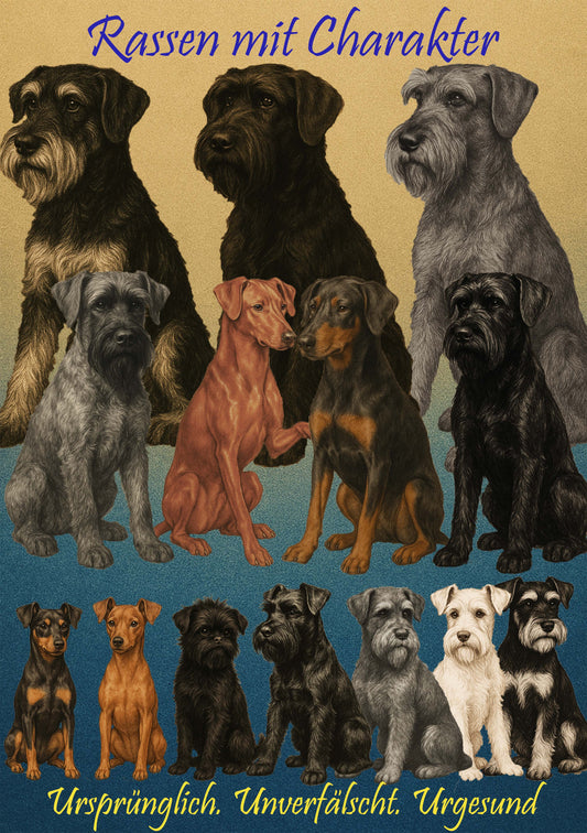 Aufkleber Pinscher und Schnauzer Rassen DIN A5 (14,8 x 21 cm)