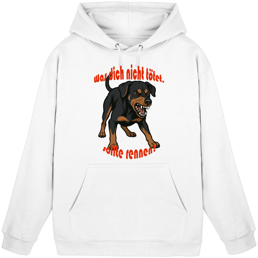 Hoodie Deutscher Pinscher Schwarzrot "Was dich nicht tötet" - Basic Unisex Hoodie