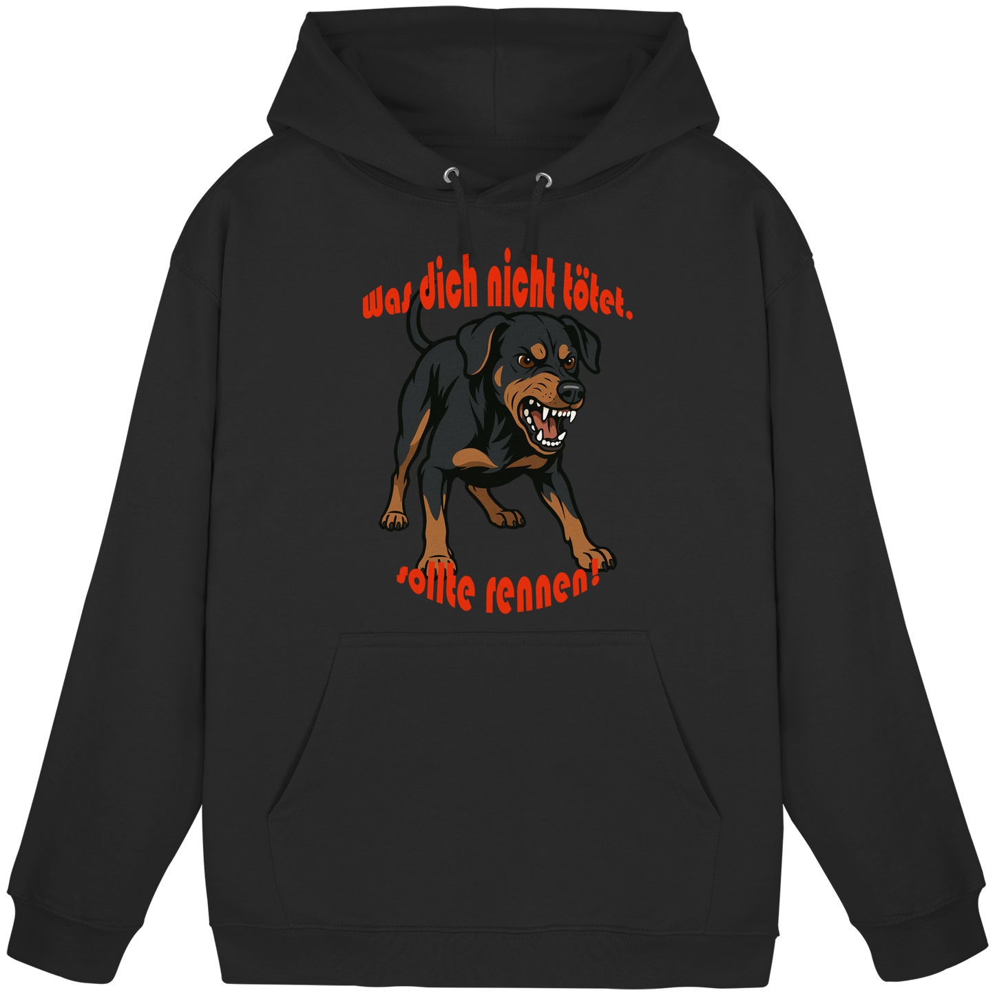 Hoodie Deutscher Pinscher Schwarzrot "Was dich nicht tötet" - Basic Unisex Hoodie