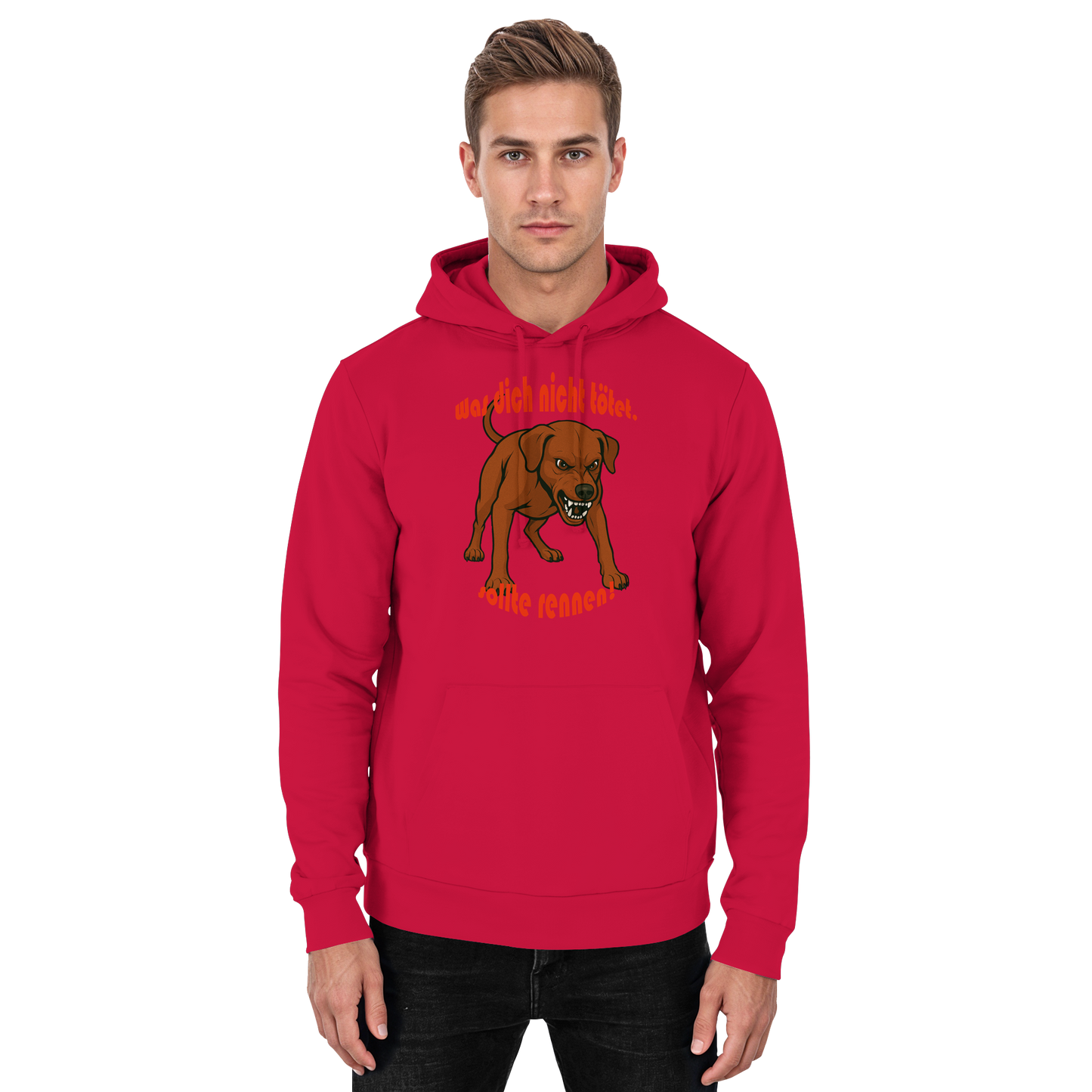 Hoodie Deutscher Pinscher Rot "Was dich nicht tötet" - Basic Unisex Hoodie