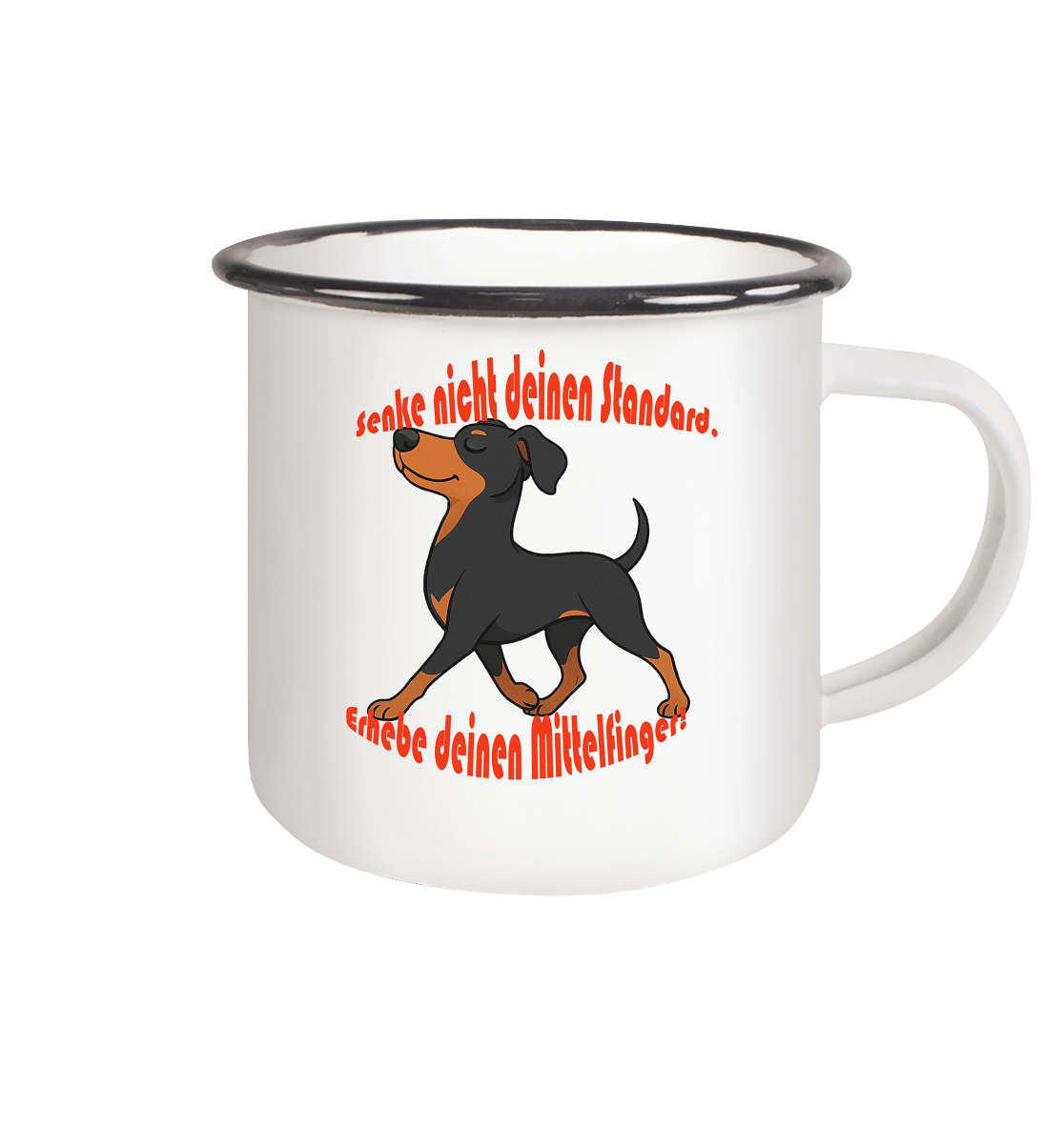 Tasse, zweifarbig Deutscher Pinscher Schwarzrot "Standard" - Emaille Tasse (Black)