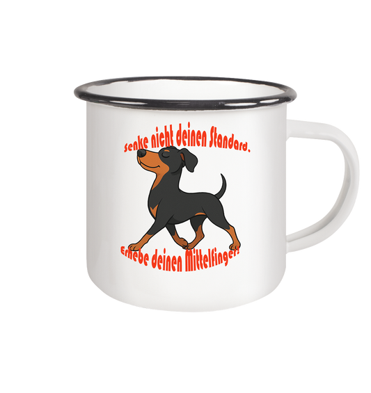 Tasse, zweifarbig Deutscher Pinscher Schwarzrot "Standard" - Emaille Tasse (Black)