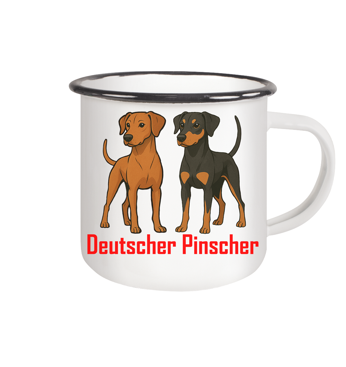 Tasse, zweifarbig "Deutscher Pinscher" - Emaille Tasse (Black)