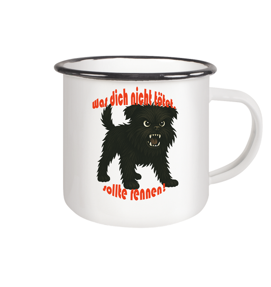 Tasse, zweifarbig Affenpinscher "Was dich nicht tötet" - Emaille Tasse (Black)