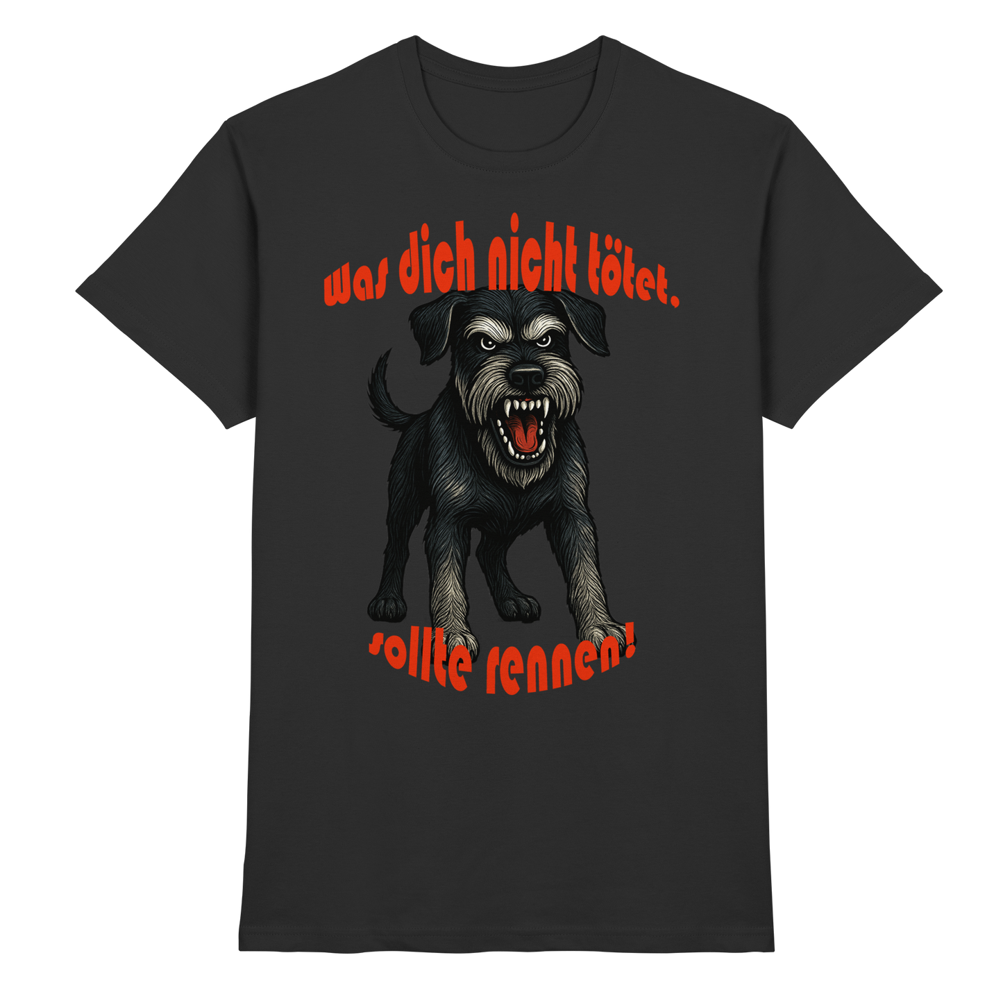 T-Shirt Riesenschnauzer Schwarzsilber "Was dich nicht tötet" - Premium Shirt