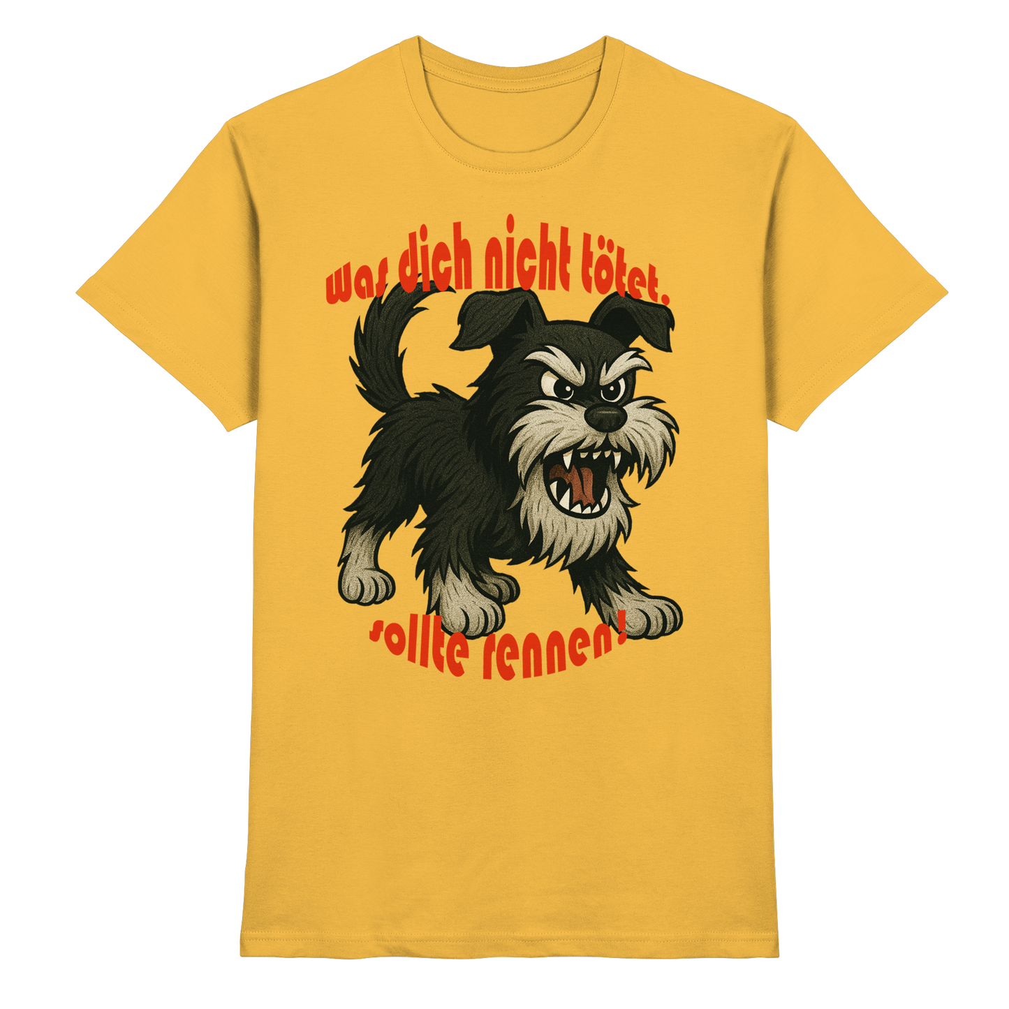 T-Shirt Zwergschnauzer Schwarzsilber "Was dich nicht tötet" - Premium Shirt