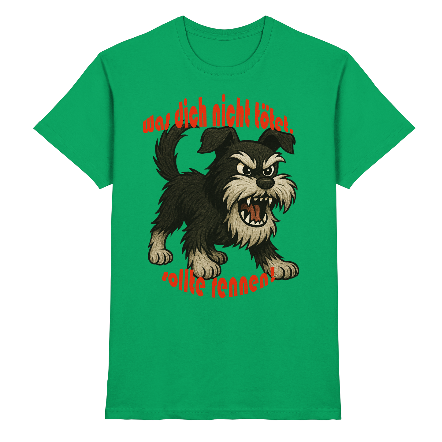 T-Shirt Zwergschnauzer Schwarzsilber "Was dich nicht tötet" - Premium Shirt