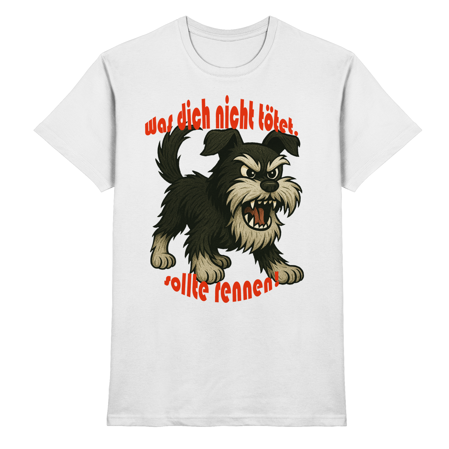 T-Shirt Zwergschnauzer Schwarzsilber "Was dich nicht tötet" - Premium Shirt