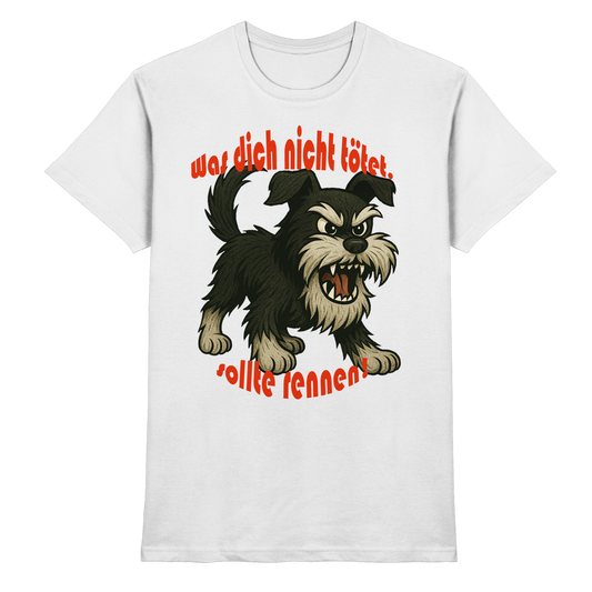 T-Shirt Zwergschnauzer Schwarzsilber "Was dich nicht tötet" - Premium Shirt