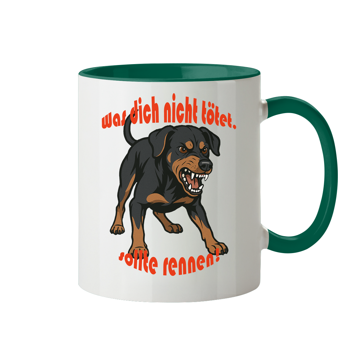 Tasse, zweifarbig Deutscher Pinscher Schwarzrot "Was dich nicht tötet" - Tasse zweifarbig