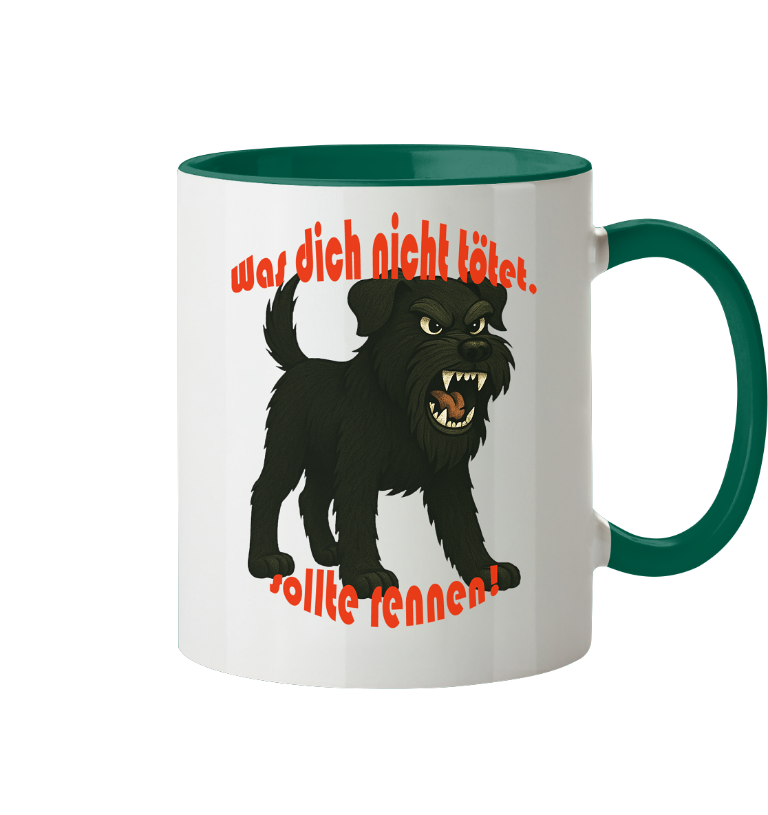 Tasse, zweifarbig Schnauzer Schwarz "Was dich nicht tötet" - Tasse zweifarbig