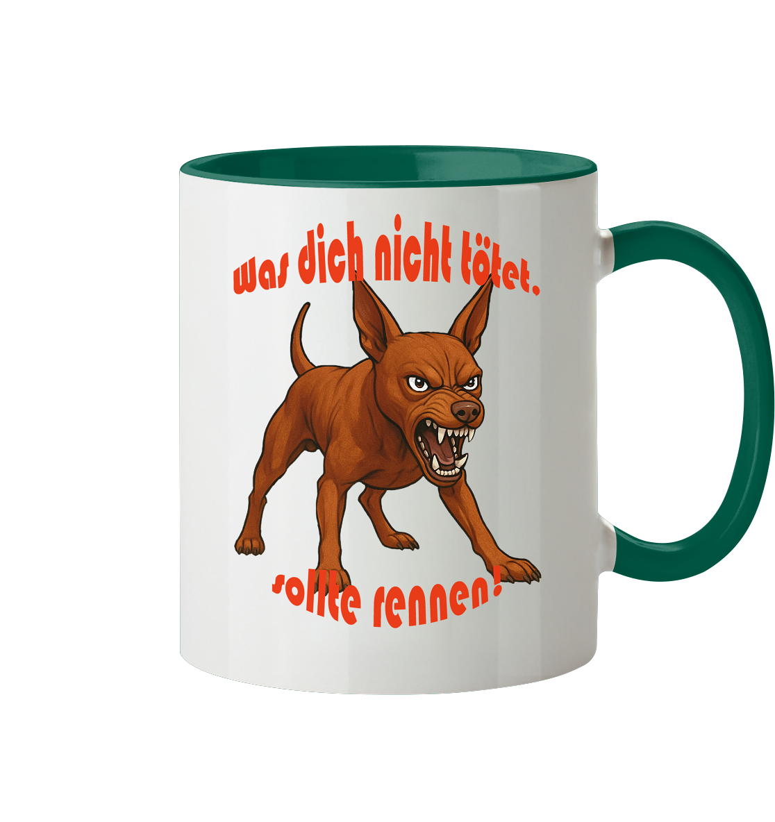 Tasse, zweifarbig Zwergpinscher Rot "Was dich nicht tötet" - Tasse zweifarbig