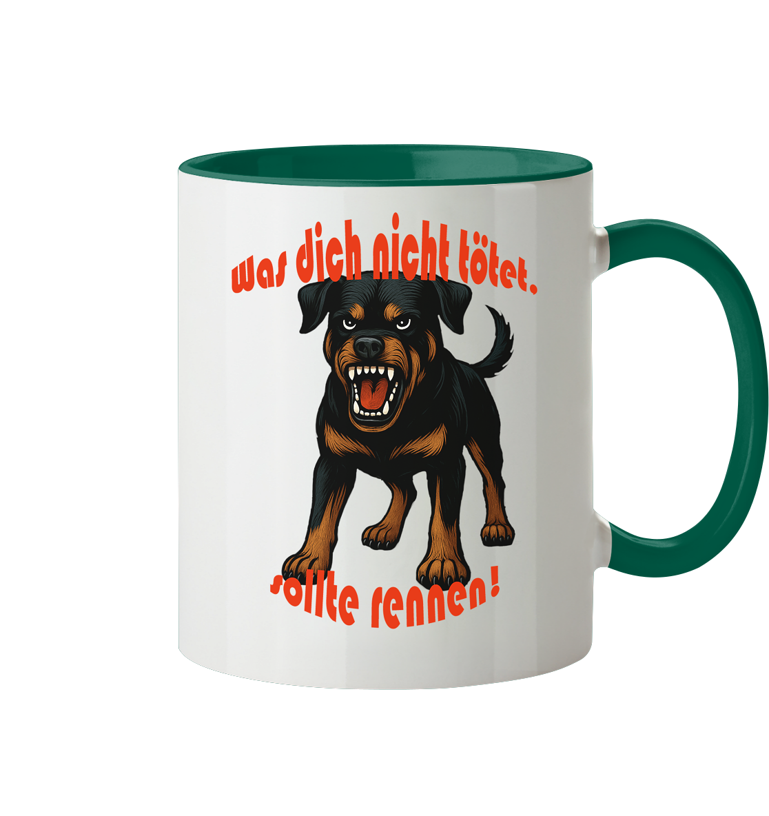 Tasse, zweifarbig Rottweiler "Was dich nicht tötet" - Tasse zweifarbig