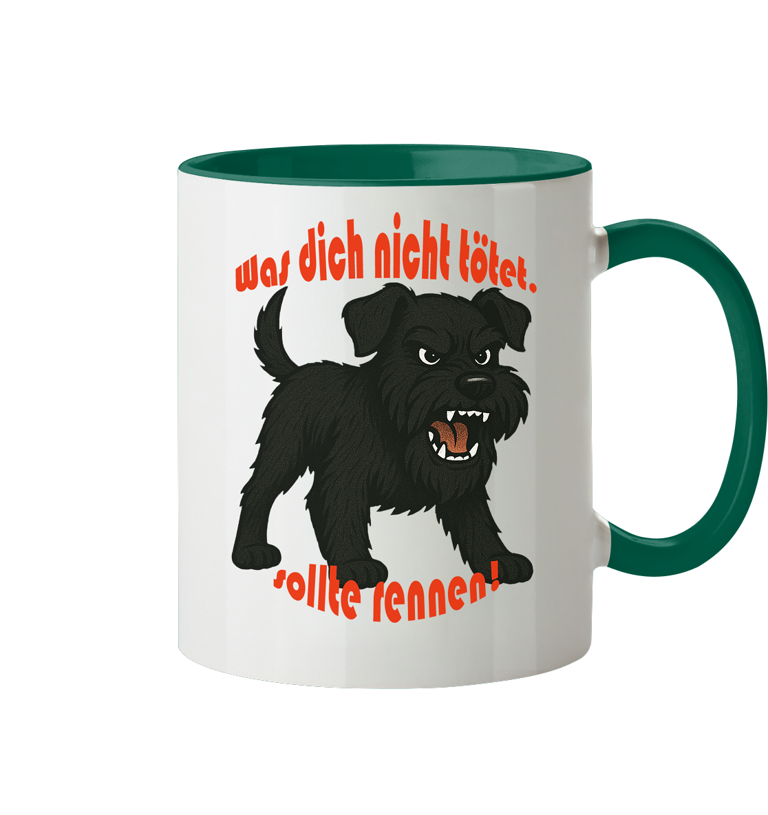 Tasse, zweifarbig Zwergschnauzer Schwarz "Was dich nicht tötet" - Tasse zweifarbig