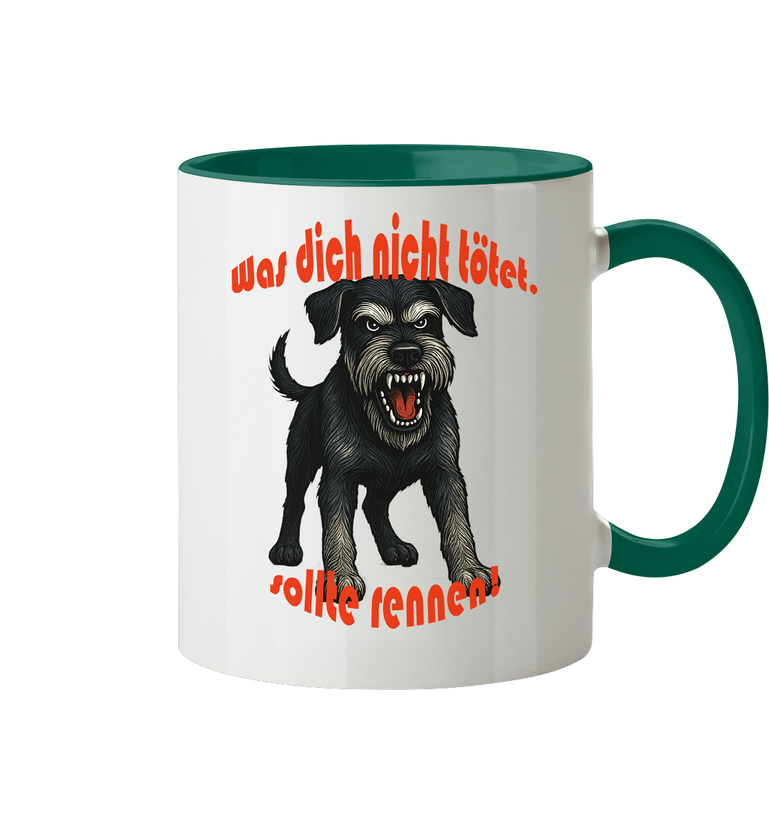 Tasse, zweifarbig Riesenschnauzer Schwarzsilber "Was dich nicht tötet" - Tasse zweifarbig