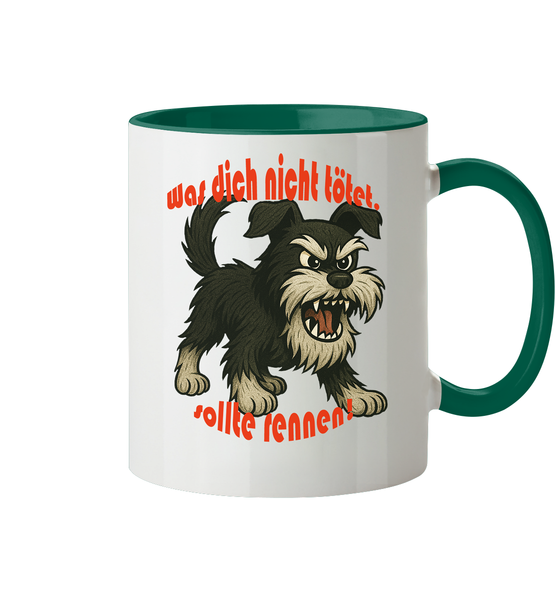 Tasse, zweifarbig Zwergschnauzer Schwarzsilber "Was dich nicht tötet" - Tasse zweifarbig