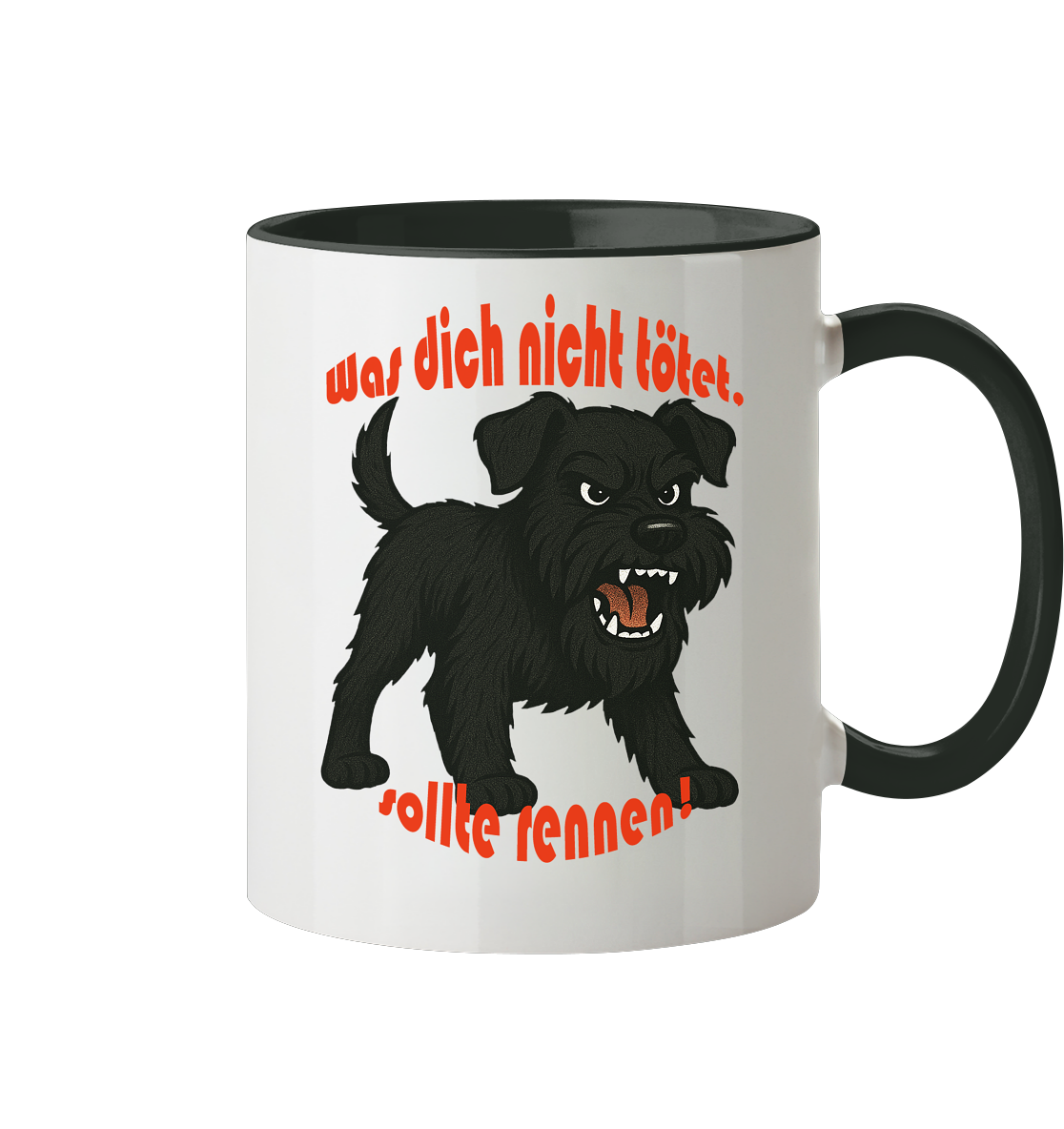 Tasse, zweifarbig Zwergschnauzer Schwarz "Was dich nicht tötet" - Tasse zweifarbig