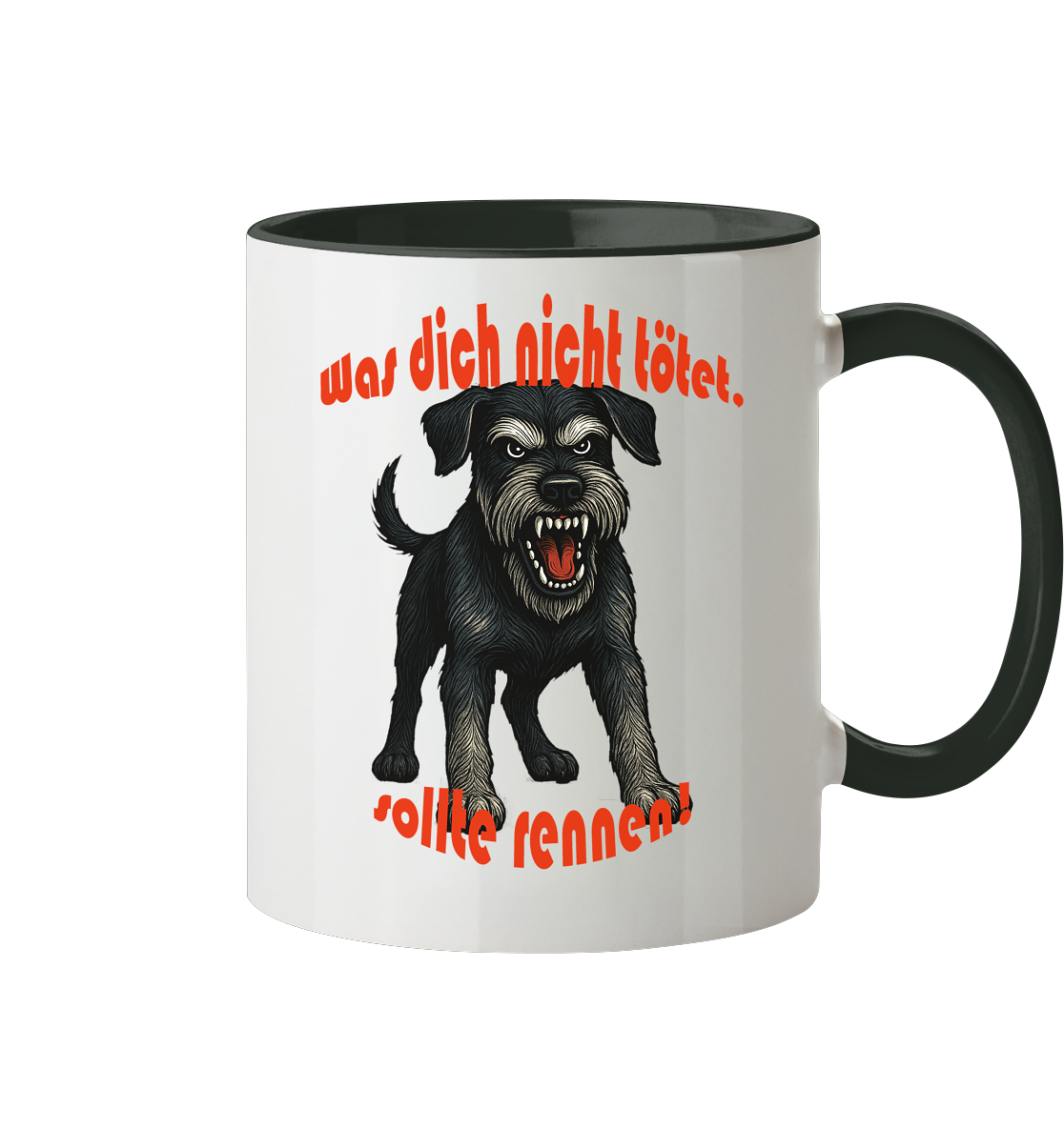 Tasse, zweifarbig Riesenschnauzer Schwarzsilber "Was dich nicht tötet" - Tasse zweifarbig