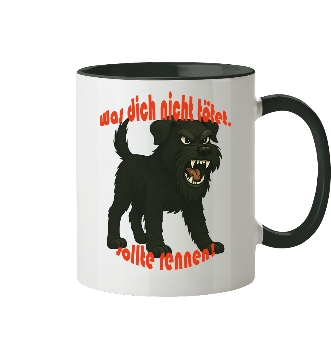 Tasse, zweifarbig Schnauzer Schwarz "Was dich nicht tötet" - Tasse zweifarbig