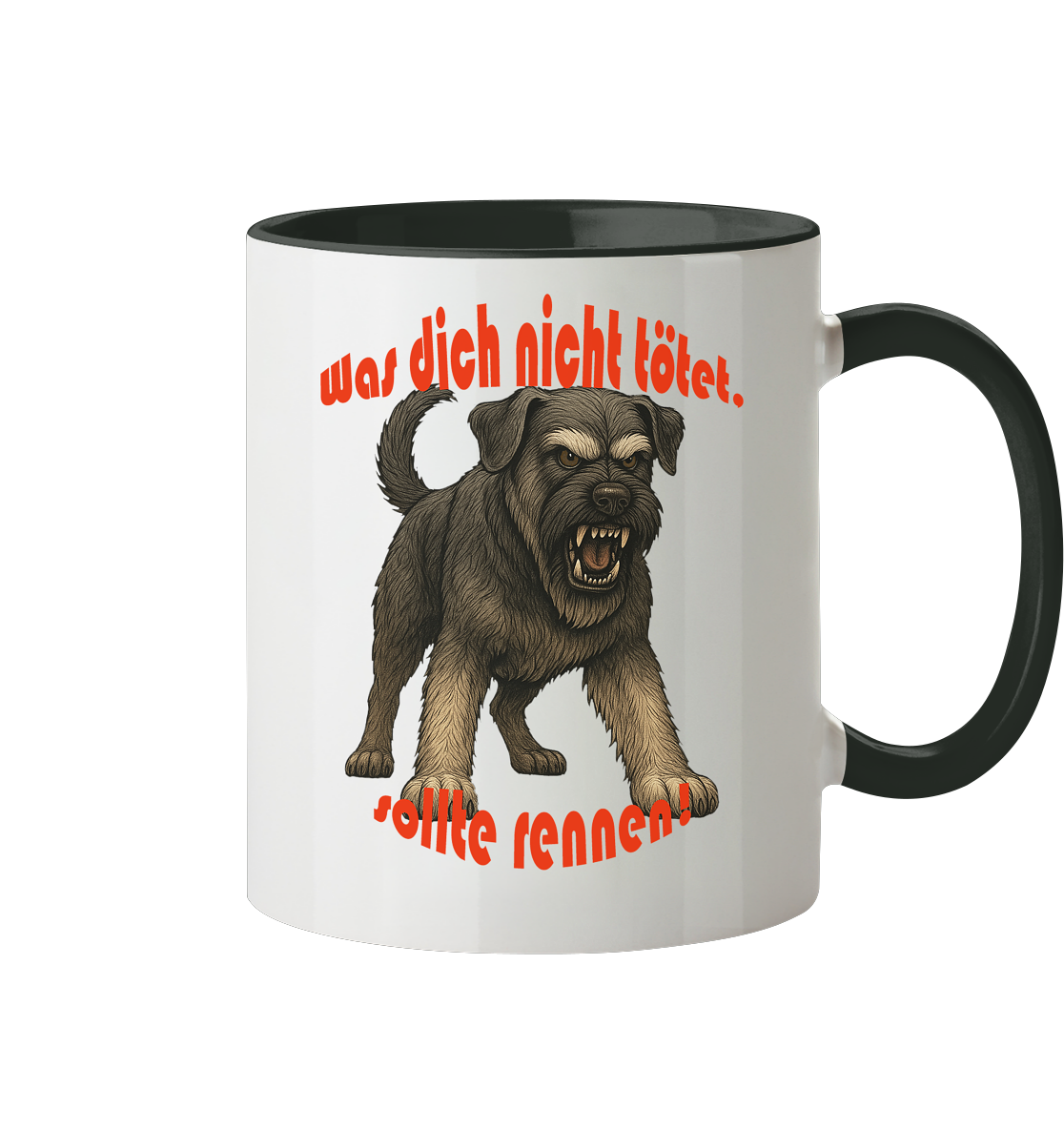 Tasse, zweifarbig Riesenschnauzer Pfeffersalz "Was dich nicht tötet" - Tasse zweifarbig