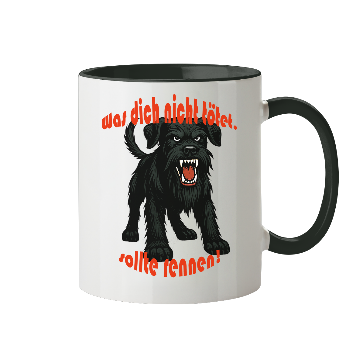Tasse, zweifarbig Riesenschnauzer Schwarz "Was dich nicht tötet" - Tasse zweifarbig