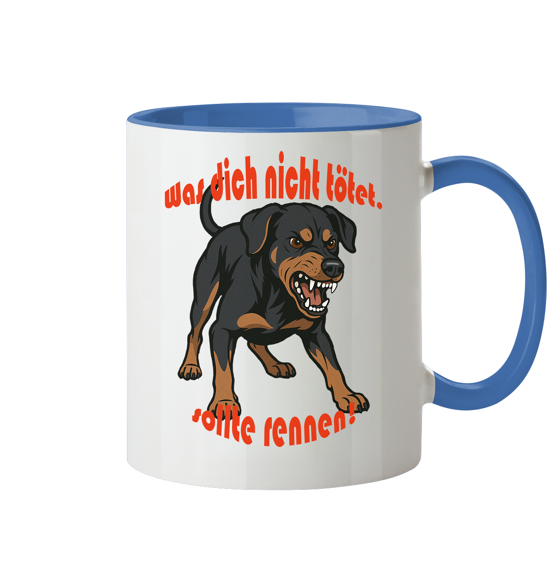 Tasse, zweifarbig Deutscher Pinscher Schwarzrot "Was dich nicht tötet" - Tasse zweifarbig