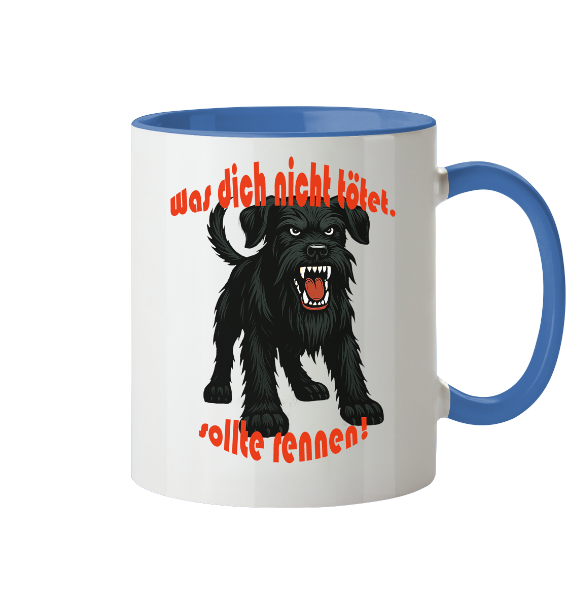 Tasse, zweifarbig Riesenschnauzer Schwarz "Was dich nicht tötet" - Tasse zweifarbig