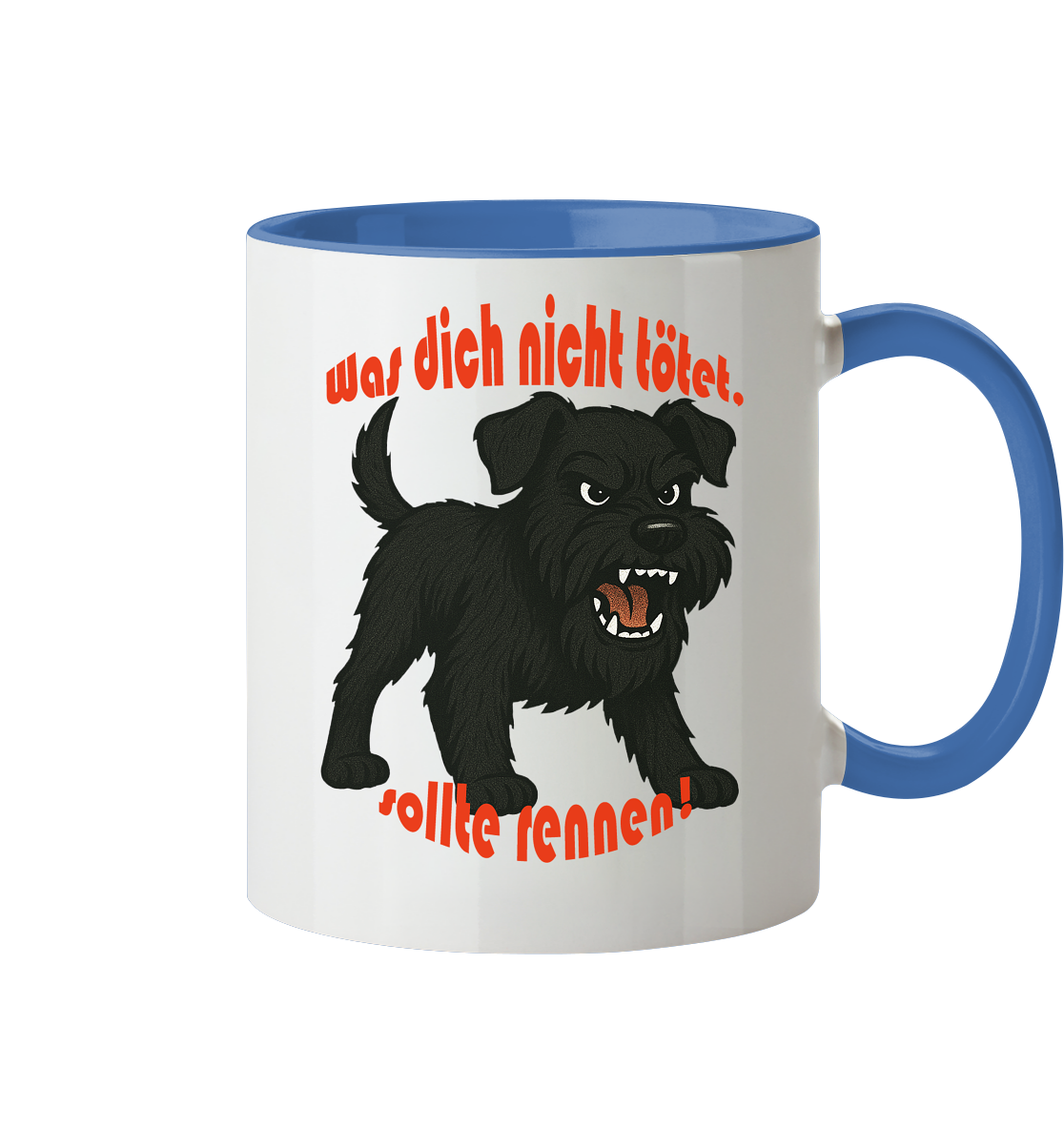 Tasse, zweifarbig Zwergschnauzer Schwarz "Was dich nicht tötet" - Tasse zweifarbig
