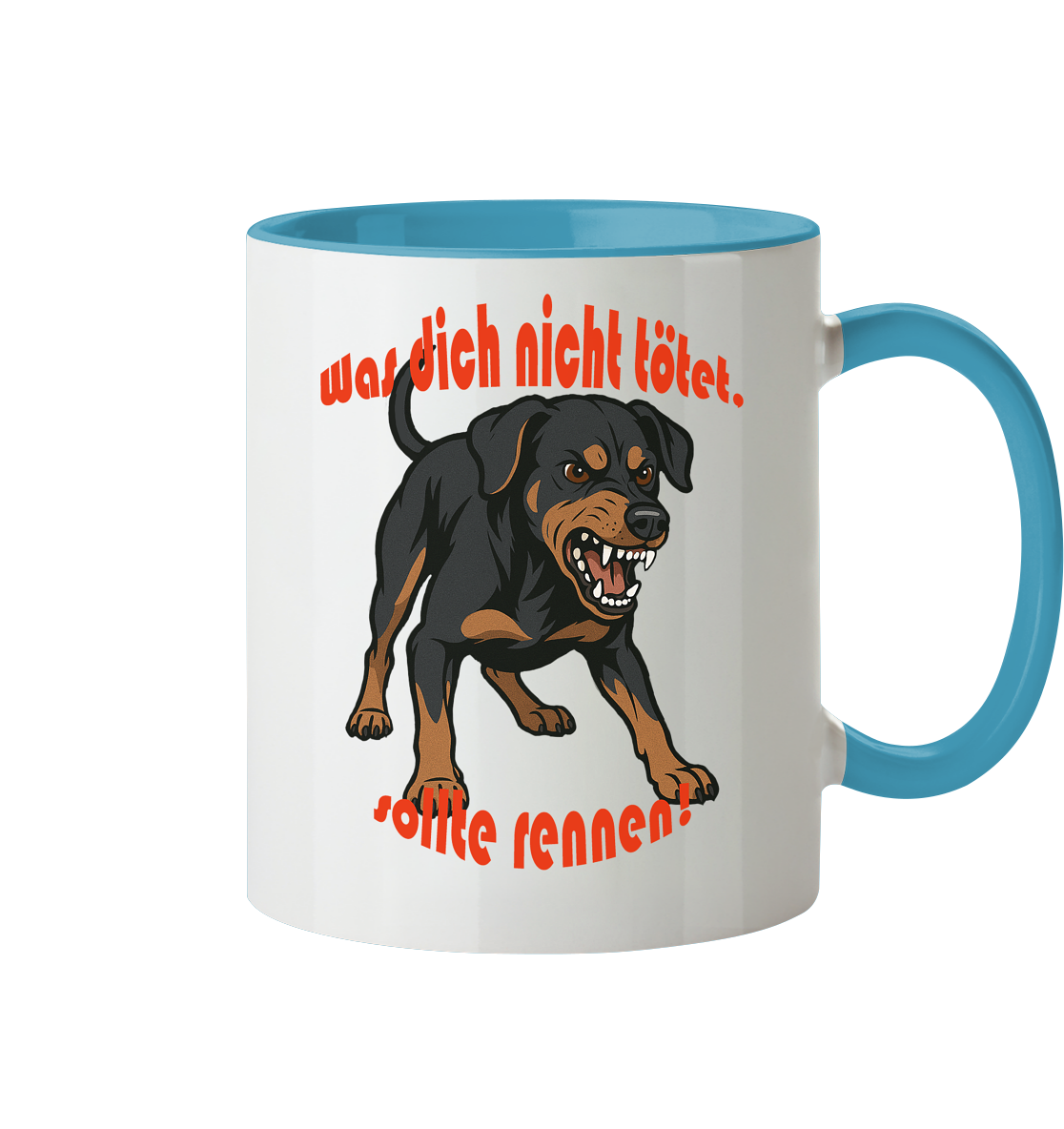 Tasse, zweifarbig Deutscher Pinscher Schwarzrot "Was dich nicht tötet" - Tasse zweifarbig