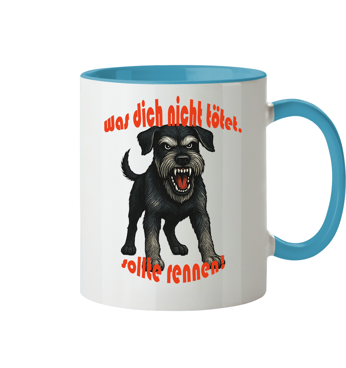 Tasse, zweifarbig Riesenschnauzer Schwarzsilber "Was dich nicht tötet" - Tasse zweifarbig
