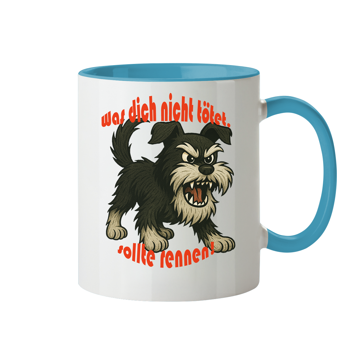 Tasse, zweifarbig Zwergschnauzer Schwarzsilber "Was dich nicht tötet" - Tasse zweifarbig