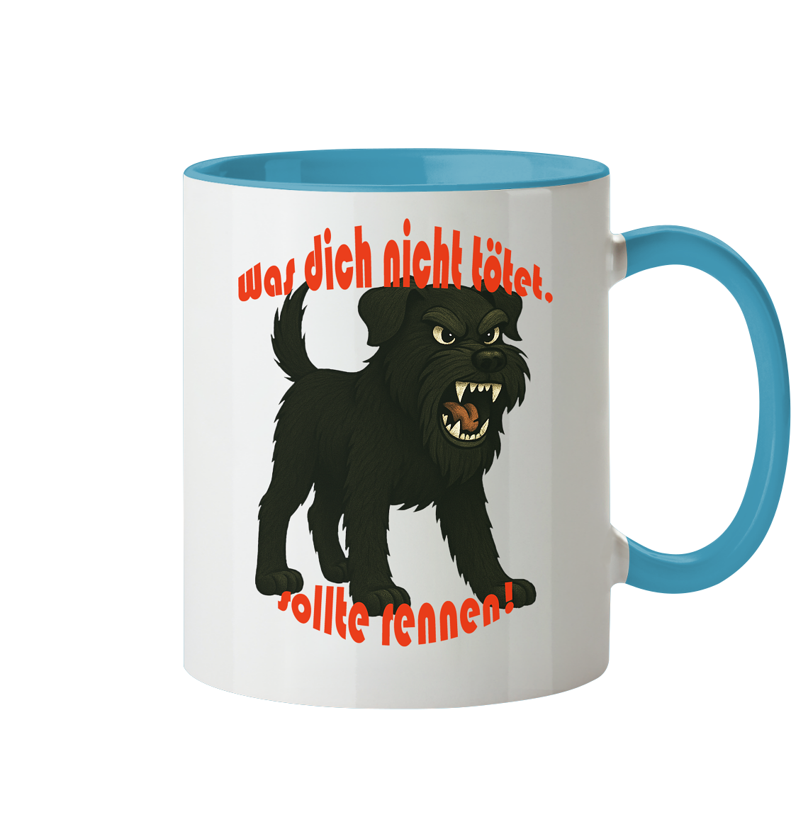 Tasse, zweifarbig Schnauzer Schwarz "Was dich nicht tötet" - Tasse zweifarbig