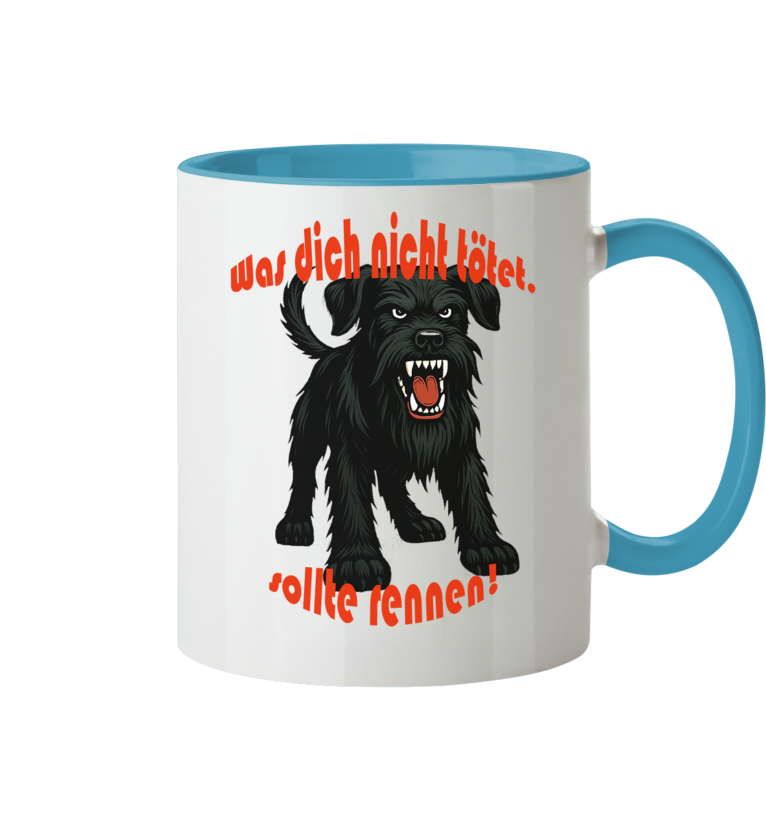 Tasse, zweifarbig Riesenschnauzer Schwarz "Was dich nicht tötet" - Tasse zweifarbig