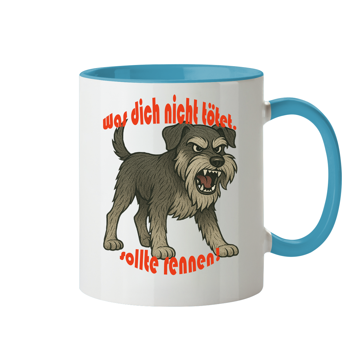Tasse, zweifarbig Schnauzer Pfeffersalz "Was dich nicht tötet" - Tasse zweifarbig