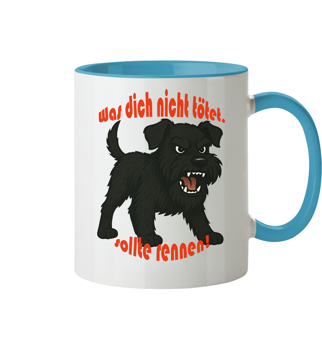 Tasse, zweifarbig Zwergschnauzer Schwarz "Was dich nicht tötet" - Tasse zweifarbig