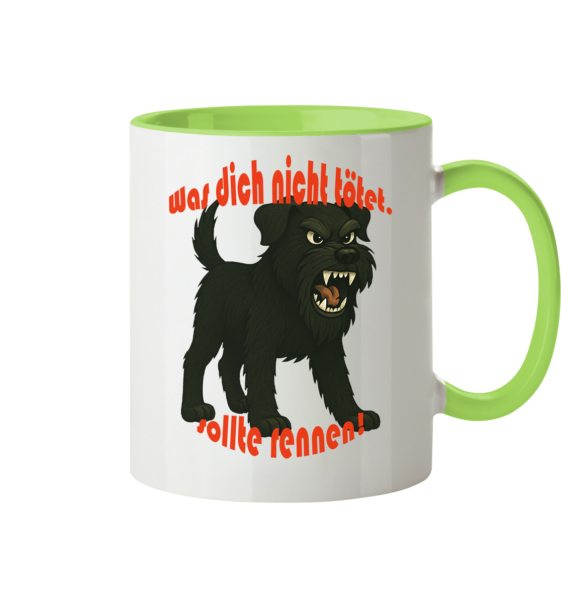 Tasse, zweifarbig Schnauzer Schwarz "Was dich nicht tötet" - Tasse zweifarbig