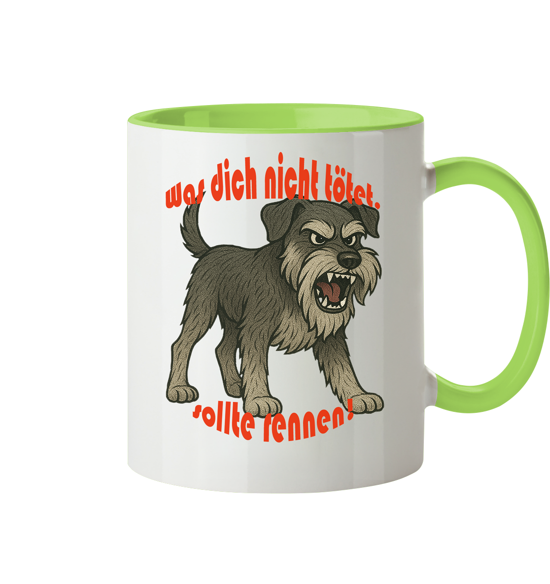 Tasse, zweifarbig Schnauzer Pfeffersalz "Was dich nicht tötet" - Tasse zweifarbig