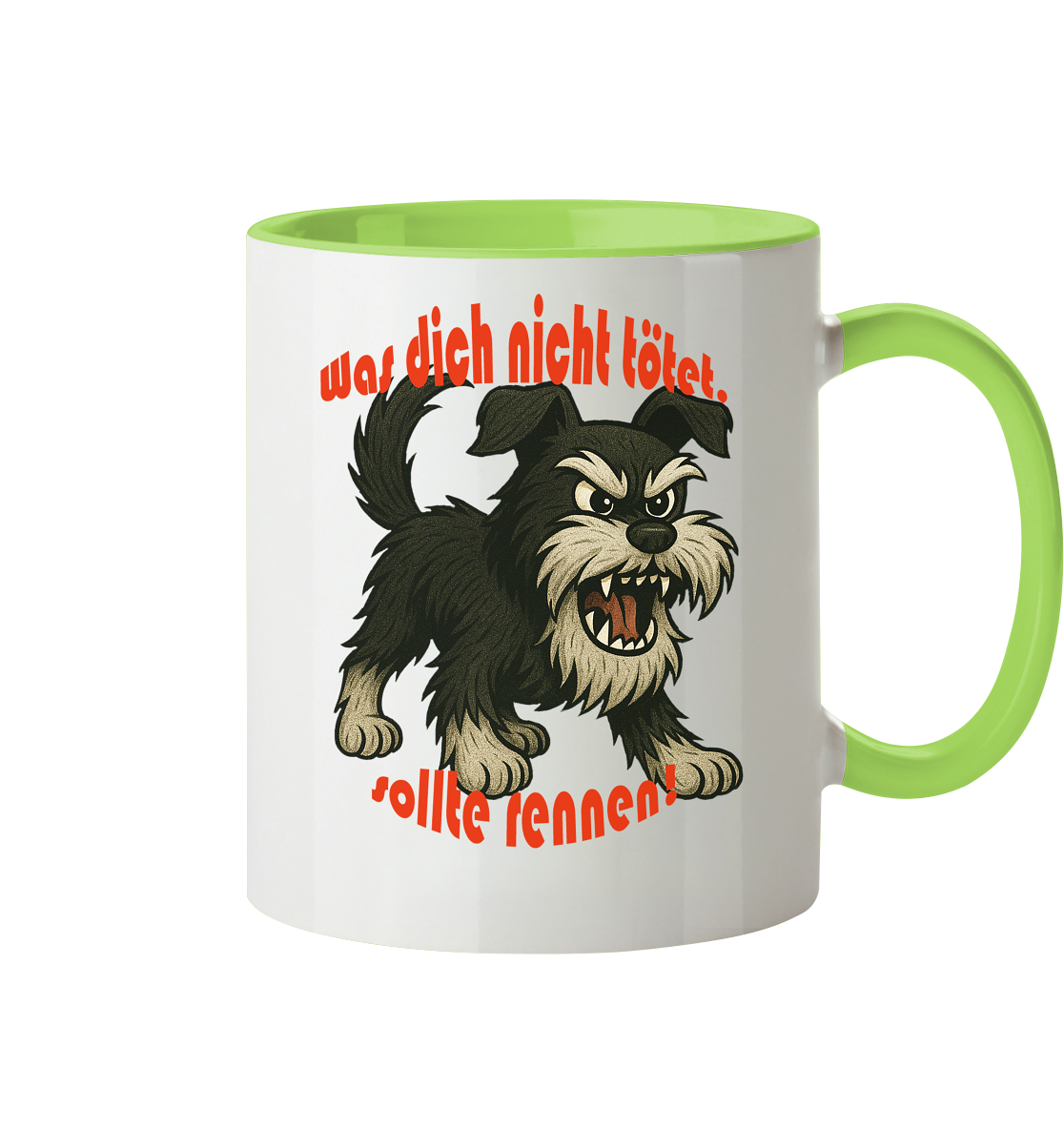 Tasse, zweifarbig Zwergschnauzer Schwarzsilber "Was dich nicht tötet" - Tasse zweifarbig