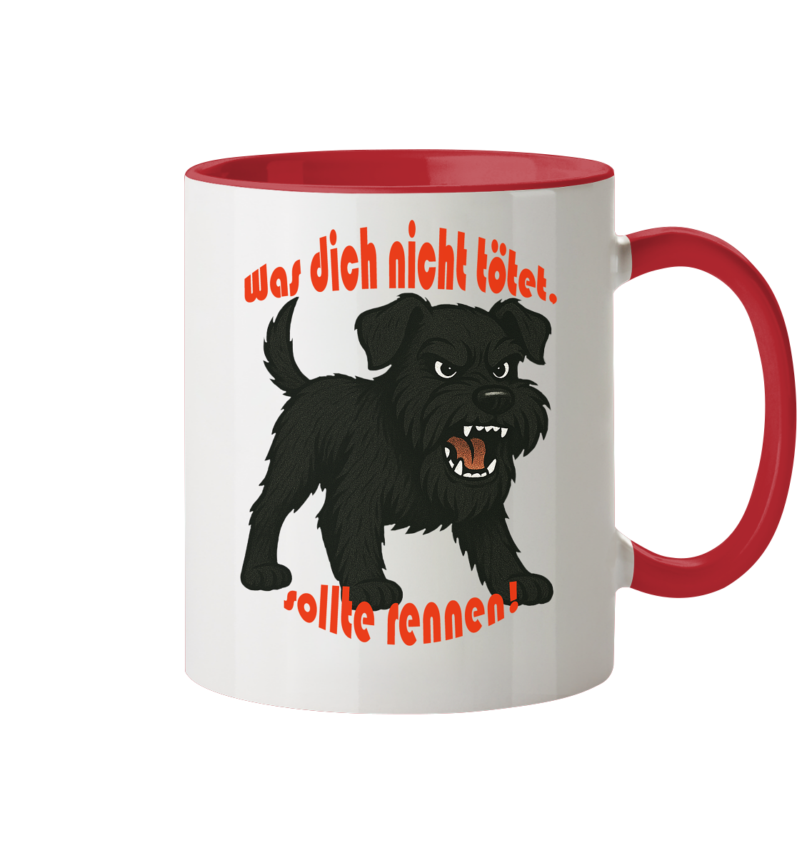 Tasse, zweifarbig Zwergschnauzer Schwarz "Was dich nicht tötet" - Tasse zweifarbig