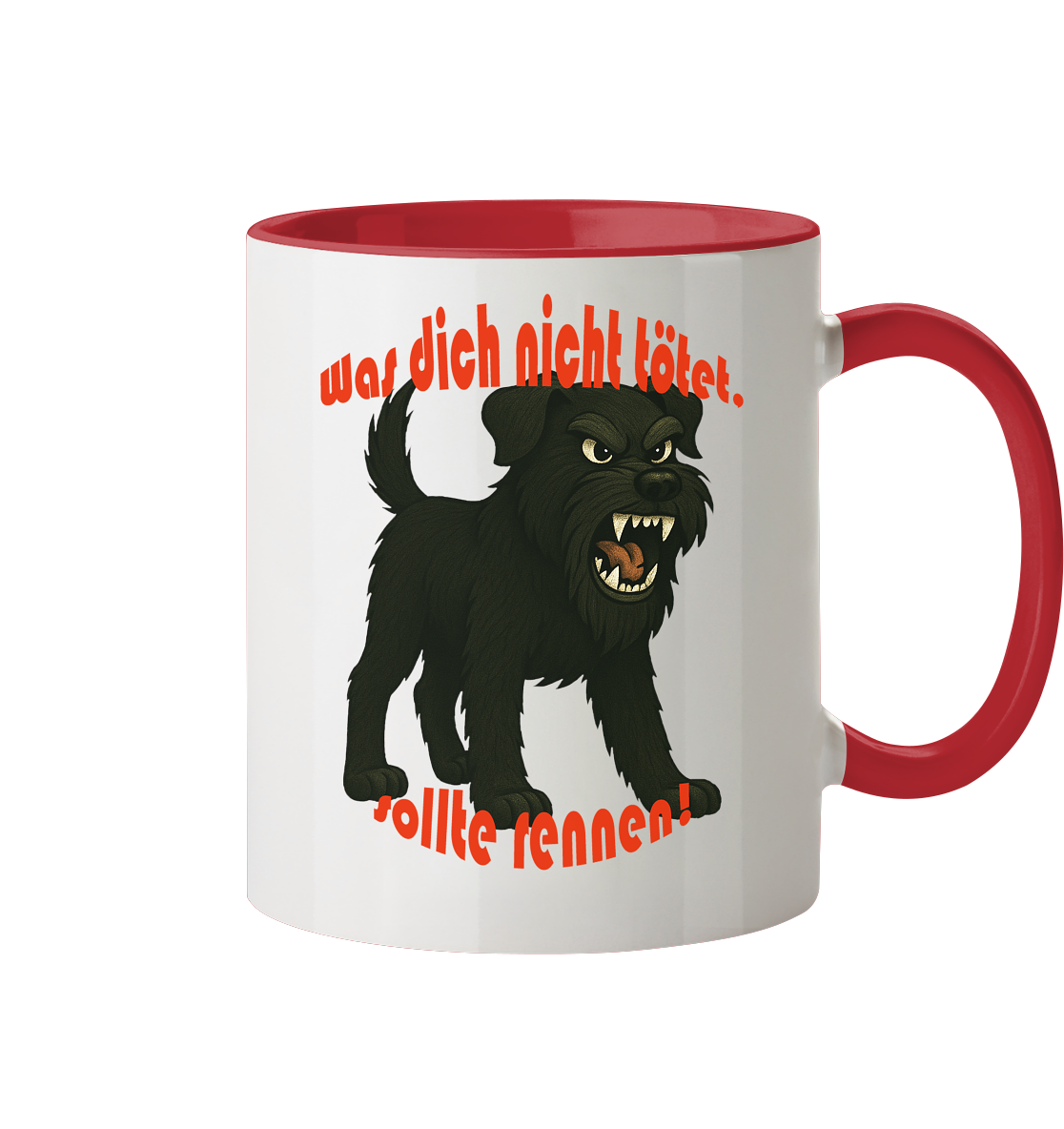 Tasse, zweifarbig Schnauzer Schwarz "Was dich nicht tötet" - Tasse zweifarbig