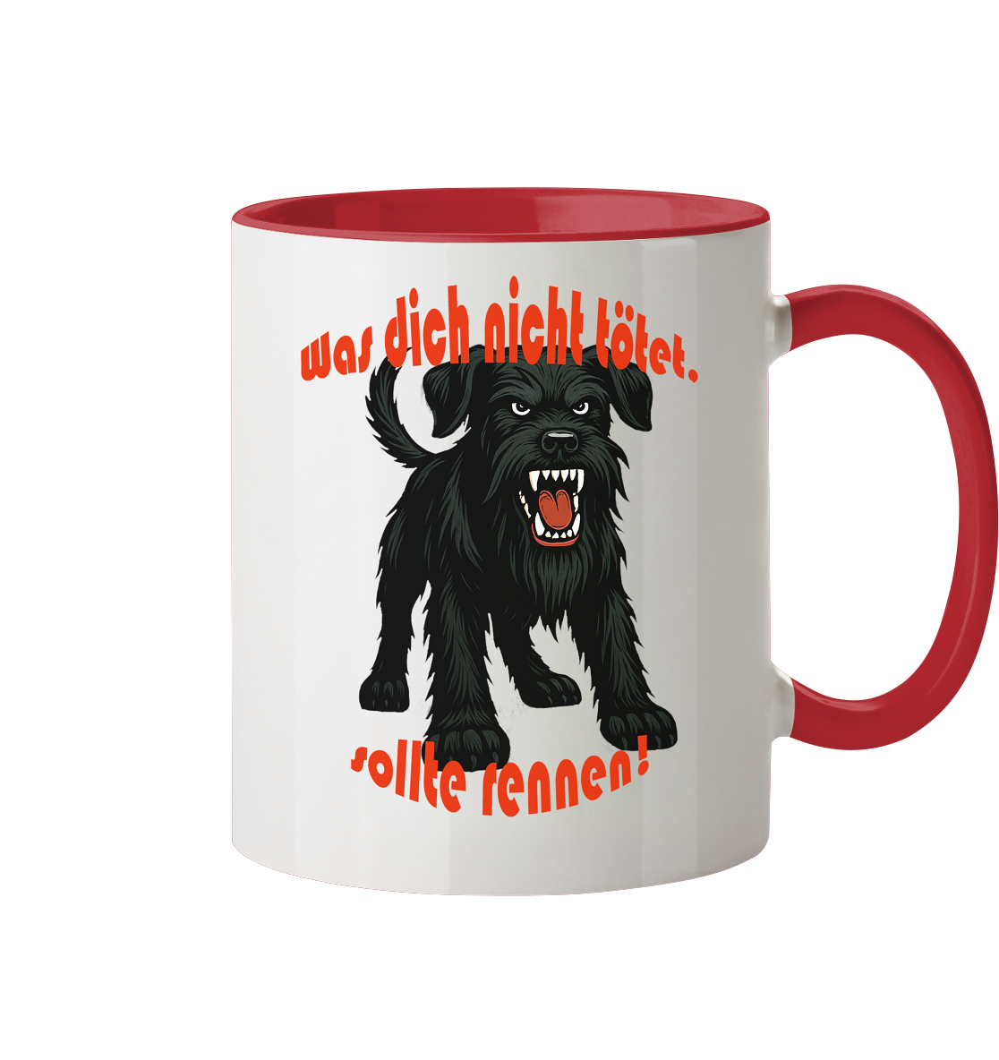 Tasse, zweifarbig Riesenschnauzer Schwarz "Was dich nicht tötet" - Tasse zweifarbig