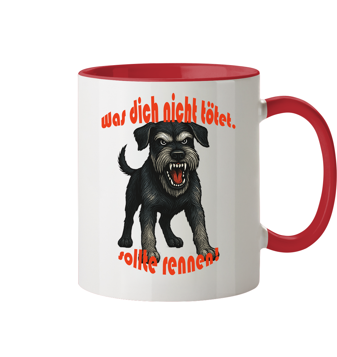 Tasse, zweifarbig Riesenschnauzer Schwarzsilber "Was dich nicht tötet" - Tasse zweifarbig