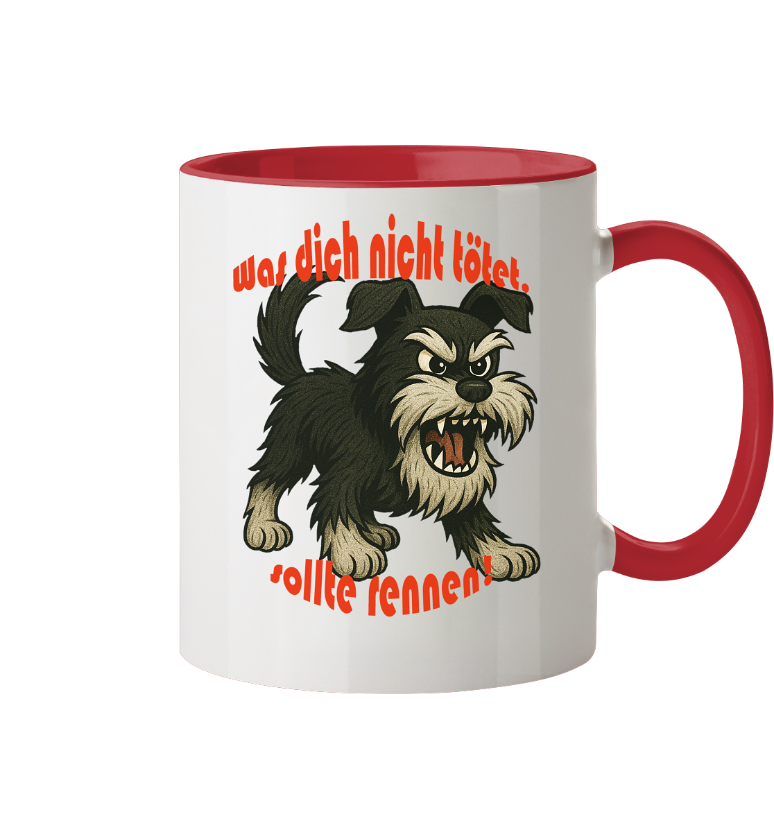 Tasse, zweifarbig Zwergschnauzer Schwarzsilber "Was dich nicht tötet" - Tasse zweifarbig