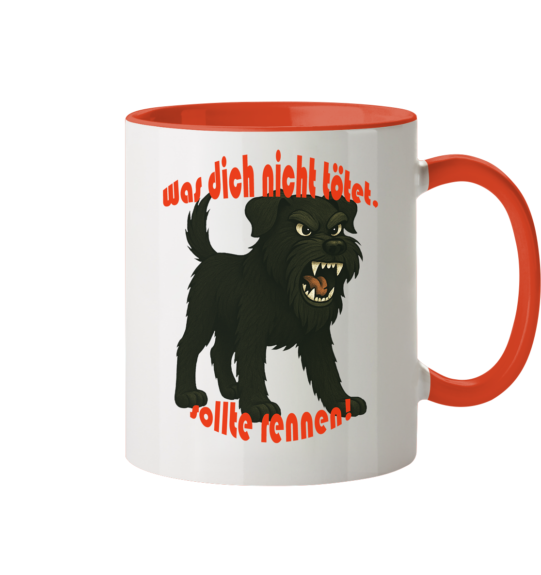 Tasse, zweifarbig Schnauzer Schwarz "Was dich nicht tötet" - Tasse zweifarbig