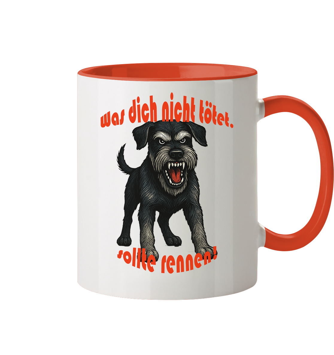 Tasse, zweifarbig Riesenschnauzer Schwarzsilber "Was dich nicht tötet" - Tasse zweifarbig