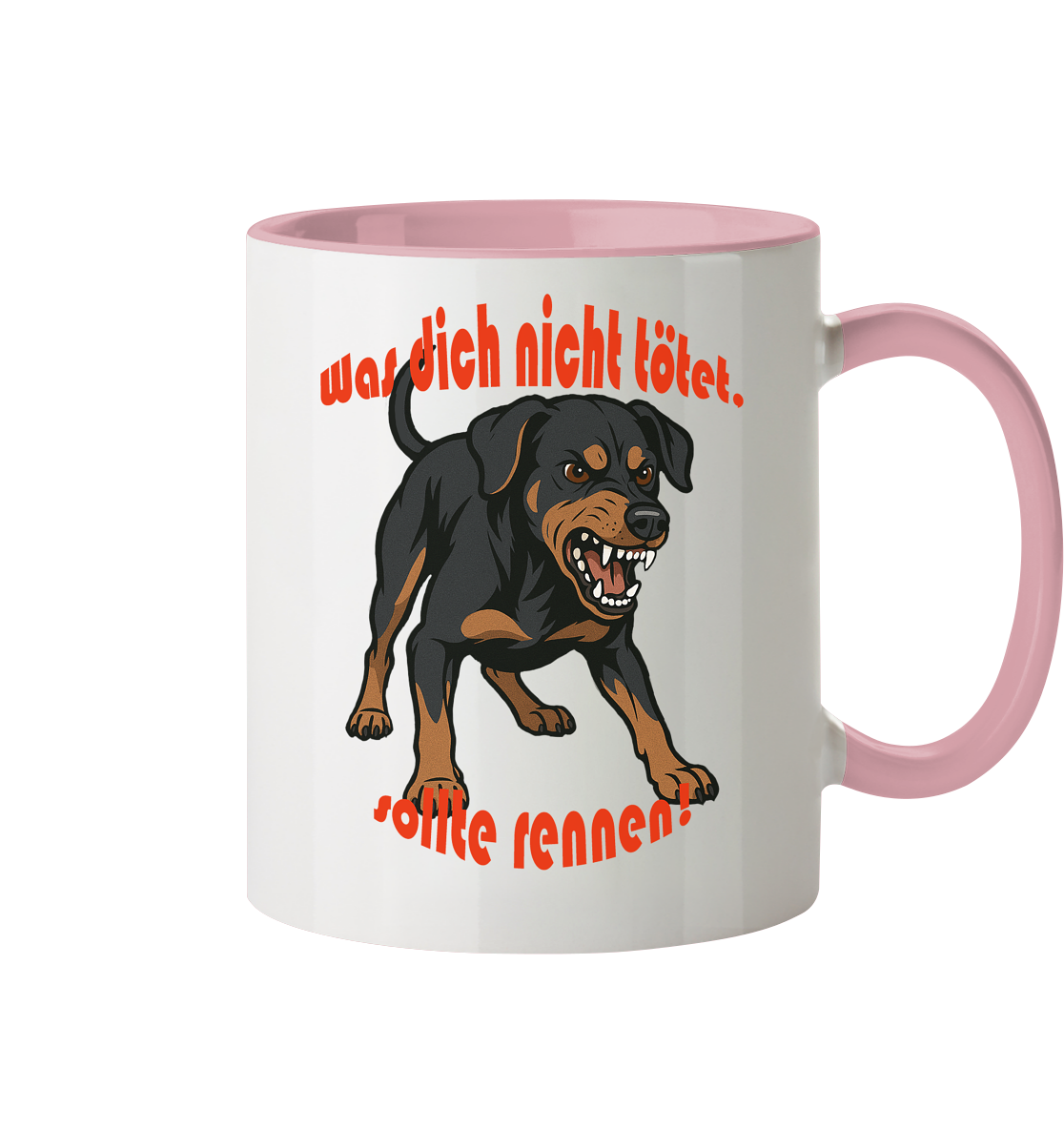 Tasse, zweifarbig Deutscher Pinscher Schwarzrot "Was dich nicht tötet" - Tasse zweifarbig