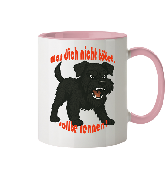 Tasse, zweifarbig Zwergschnauzer Schwarz "Was dich nicht tötet" - Tasse zweifarbig